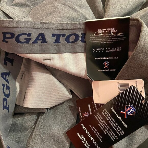 PGA Tour Men's Heather Grey MotionFlux Stretch Golf Shorts - Size 50 - NWT - Picture 5 of 6